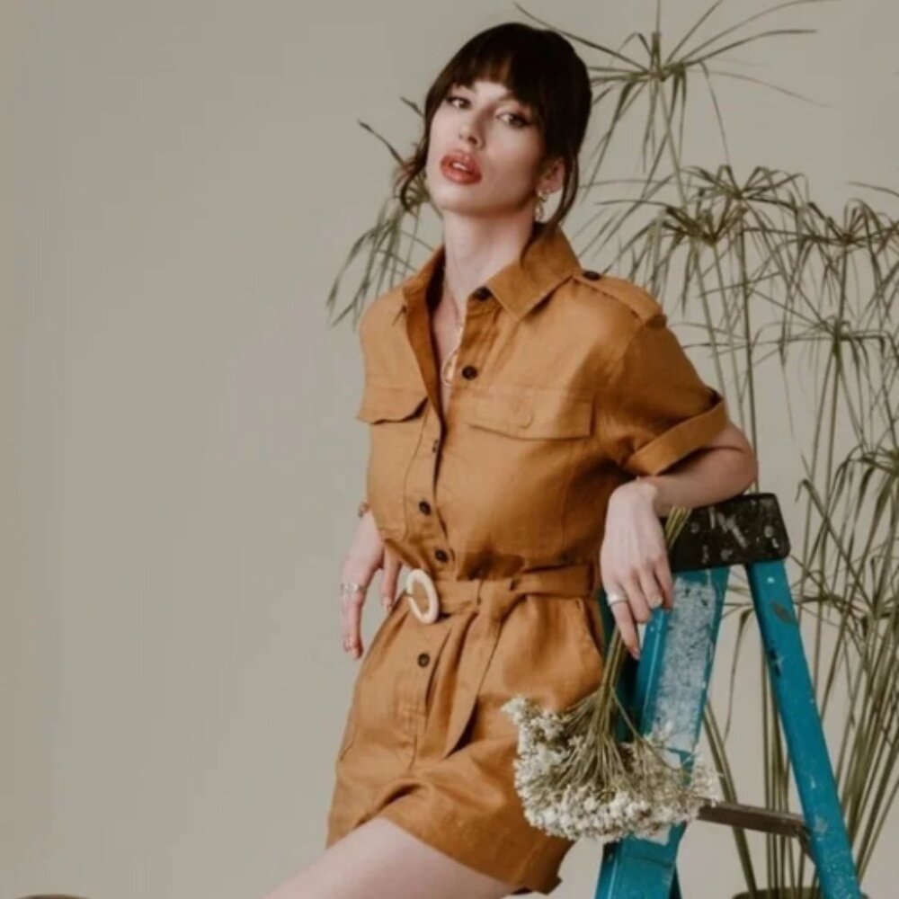 "Banana Republic" Safari Utility LINEN Romper with belt / Size S